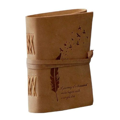 CraftShades – Leather Diary Embossed With Leaf of Tree & a Quote Antique Handmade Leather Bound Diary cum Notepad for Men and Women Plain Paper of 5×7 Inch Size 240 Pages Perfect for Travel Diary