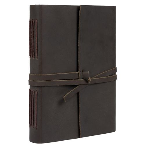 CraftShades – Handmade Vintage Leather Diary with Plain Paper for Men and Women, Raksha Bandhan Gift as Art Sketchbook, Travel Diary and Notebooks to Write, Best Rakhi Gift – 6 x 8 Inches – (Dark Brown)
