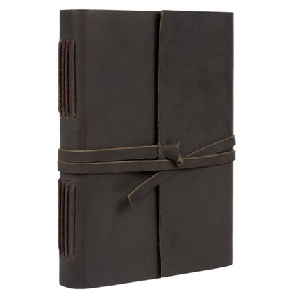 CraftShades – Handmade Vintage Leather Diary with Plain Paper for Men and Women, Raksha Bandhan Gift as Art Sketchbook, Travel Diary and Notebooks to Write, Best Rakhi Gift – 6 x 8 Inches – (Dark Brown)