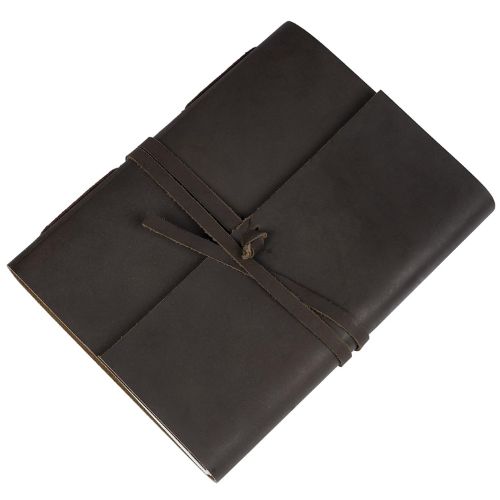 CraftShades – Handmade Vintage Leather Diary with Plain Paper for Men and Women, Raksha Bandhan Gift as Art Sketchbook, Travel Diary and Notebooks to Write, Best Rakhi Gift – 6 x 8 Inches – (Dark Brown)