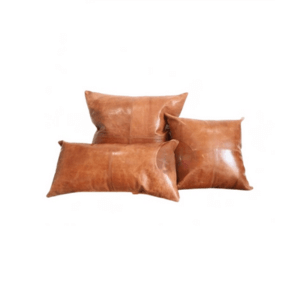 100% Goat Leather Pillow Cover – Sofa Cushion Case – Decorative Throw Covers for Living Room & Bedroom – Light Brown Pack of 1