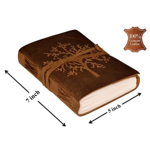 CraftShades – Tree Embossed Leather Diary, Brown Colour Antique Handmade Leather Bound Notepad for Men and Women 7 x 5 Inches, Gift for any one (VINTAGE TREE)
