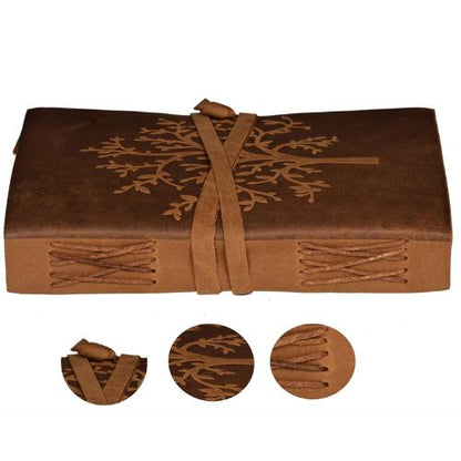 CraftShades – Tree Embossed Leather Diary, Brown Colour Antique Handmade Leather Bound Notepad for Men and Women 7 x 5 Inches, Gift for any one (VINTAGE TREE)