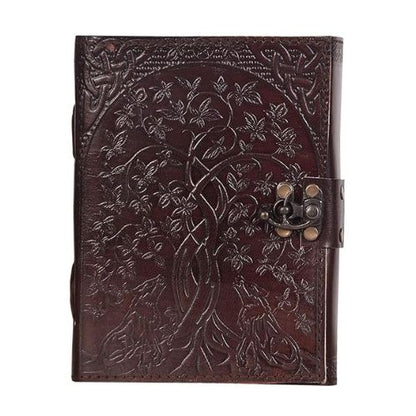 CraftShades- Handmade Leather Diary Embossed with star, journey & double wolf Diary with Antique Lock for Artist Sketchbook, Scrapbook, Drawing, Writing etc .Size 5 * 7 inch (DOUBLE WOLF)