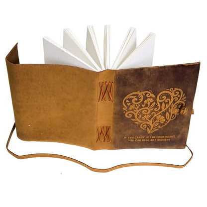 CraftShades – Leather Diary Heart with Quote Antique Handmade Leather Bound Notepad for Men and Women Unlined Paper Travel Diary and Notebooks to Write 7 x 5 Inches (Heart With Quote)