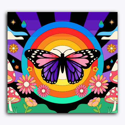 Colourful Butterfly with Flowers