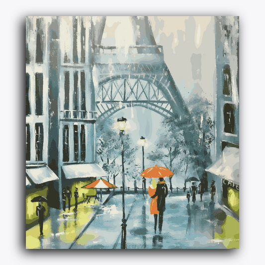 Raining Paris City Eiffel Tower