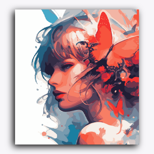 Lady in Orange with Butterflies