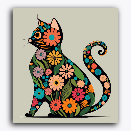Cat Made with Flowers
