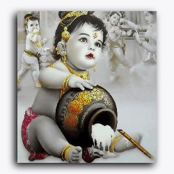 Monochrome Krishna with golden details - Janmasthami