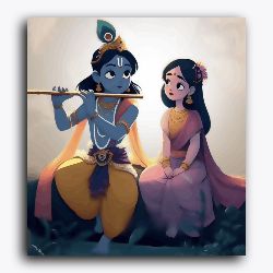 Radha Krishna sitting on cliff - Janmasthami