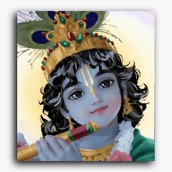 Cute Krishna with flute - Janmasthami