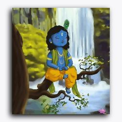 Little Krishna sitting on branch - Janmasthami
