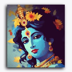 Shree Krishna with flowers in hair - Janmasthami