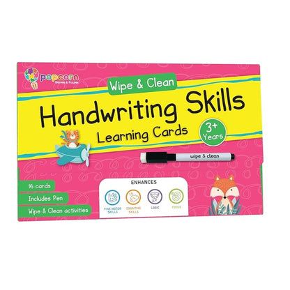Popcorn Games & Puzzles Handwriting Skills Flash Cards for Kids Early Learning Reusable 16 Flashcards for 3+ Years