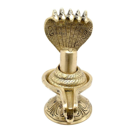 Two Moustaches Brass Eternal Shivling with Sheshnag