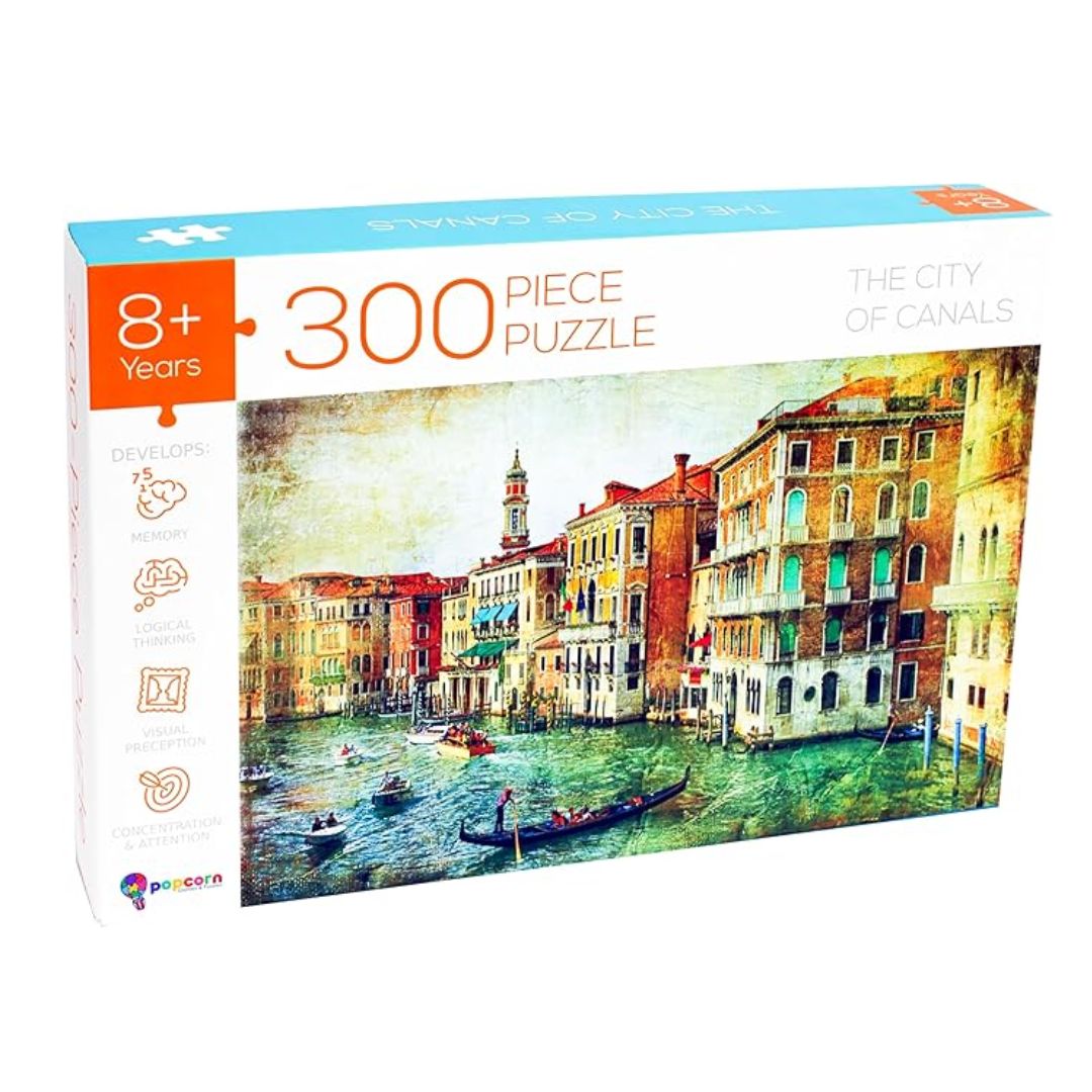 Popcorn Games & Puzzles 300 Piece Puzzle The City of Cannal Jigsaw Puzzle Featuring The Venice City