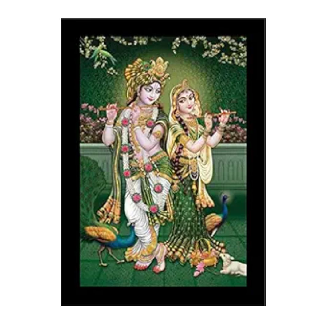 Lifehaxtore Soothing Radha Krishna Art Framed Painting