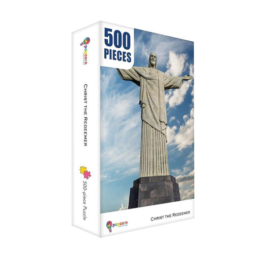 Popcorn Games & Puzzles with Architectural Marvels of Christ The Redeemer 500 Piece Jigsaw Puzzle for 12+ Kids and Adults