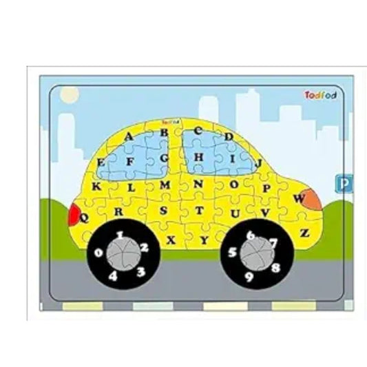 TodFod Wooden Jigsaw Puzzle – Car Shaped English Alphabets