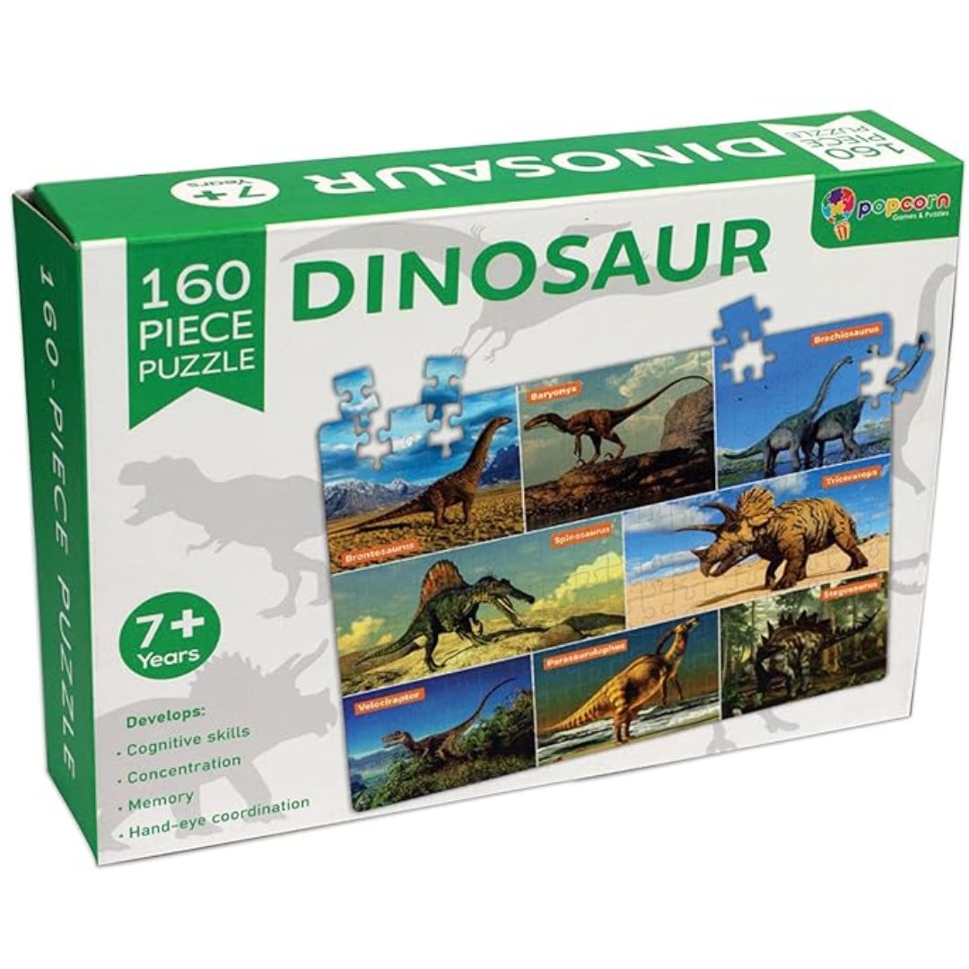 Popcorn 160 Piece Dinosaur Jigsaw Puzzle Game for 7+ Years Old Children
