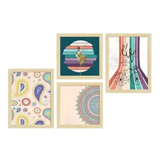 ArtX Paper Abstract Big Wall Art Frame Painting Multicolor Set of 4