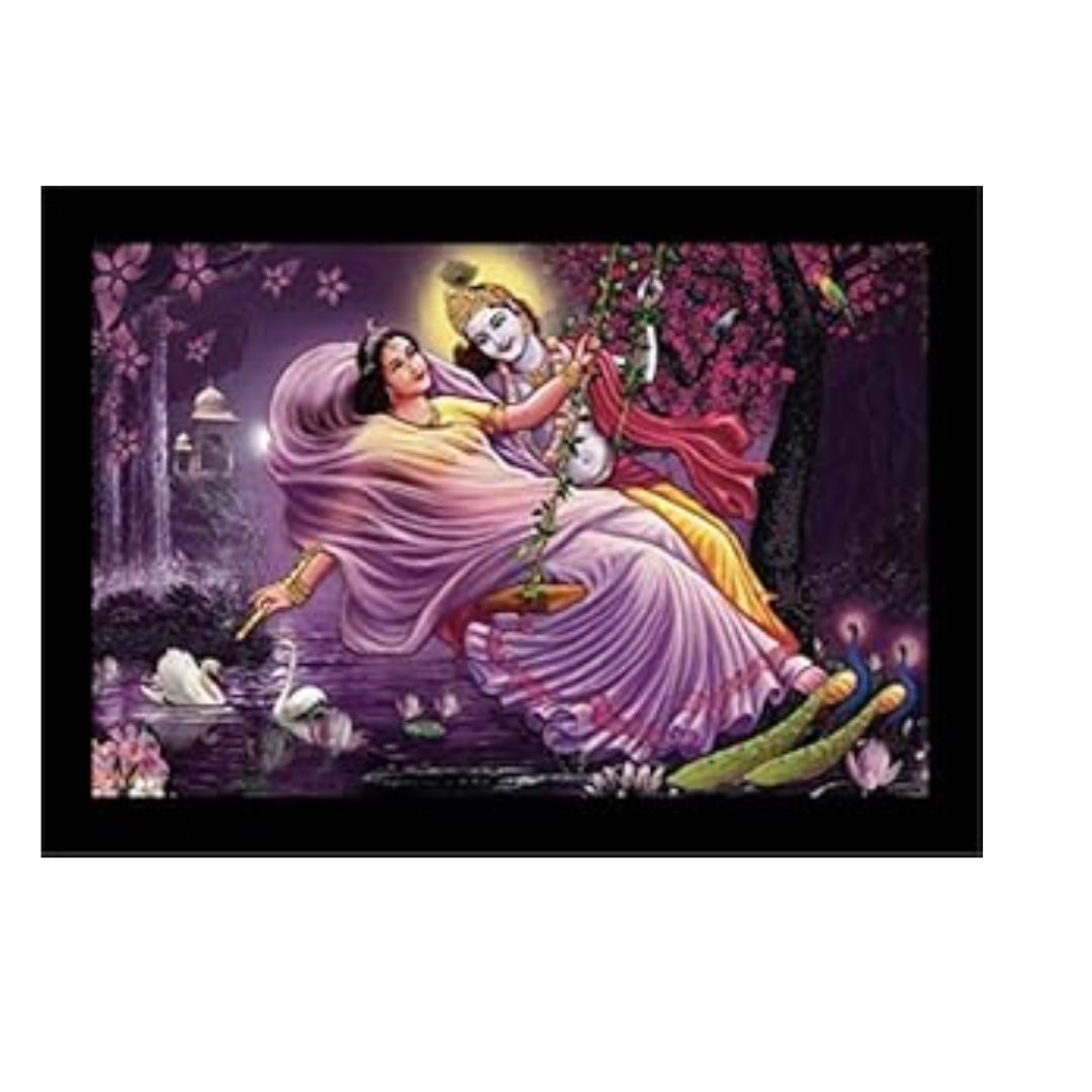 Lifehaxtore Beautiful Swinging Radha Krishna Art Framed Painting
