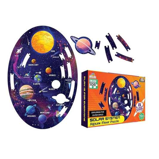 Playhills Kids Solar System Puzzle 108 pcs with Planet-Shaped-Pieces Mega Jigsaw Floor Puzzle 45 x 30 CM for Children