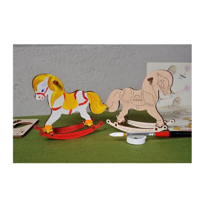 Ugears Horse Swing 3D Wooden Animal Jigsaw Puzzle Coloring Kit for Kids 5+
