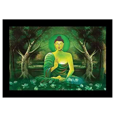 Lifehaxtore Wood Blessing Buddha Art Framed Painting