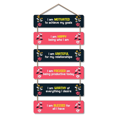 Daily Affirmation Wall Hanging 6 Positive Mindset Quotes for Motivation & Gratitude