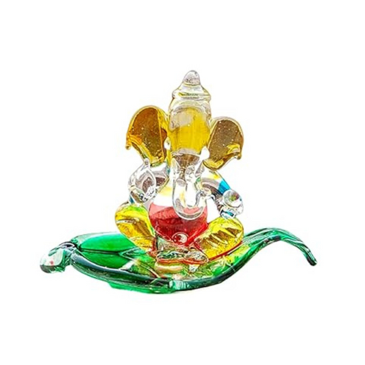 StonKraft Crystal Glass Ganesha Ganesh Murti Idol Statue Sculpture Multi Colour Car Dashboard