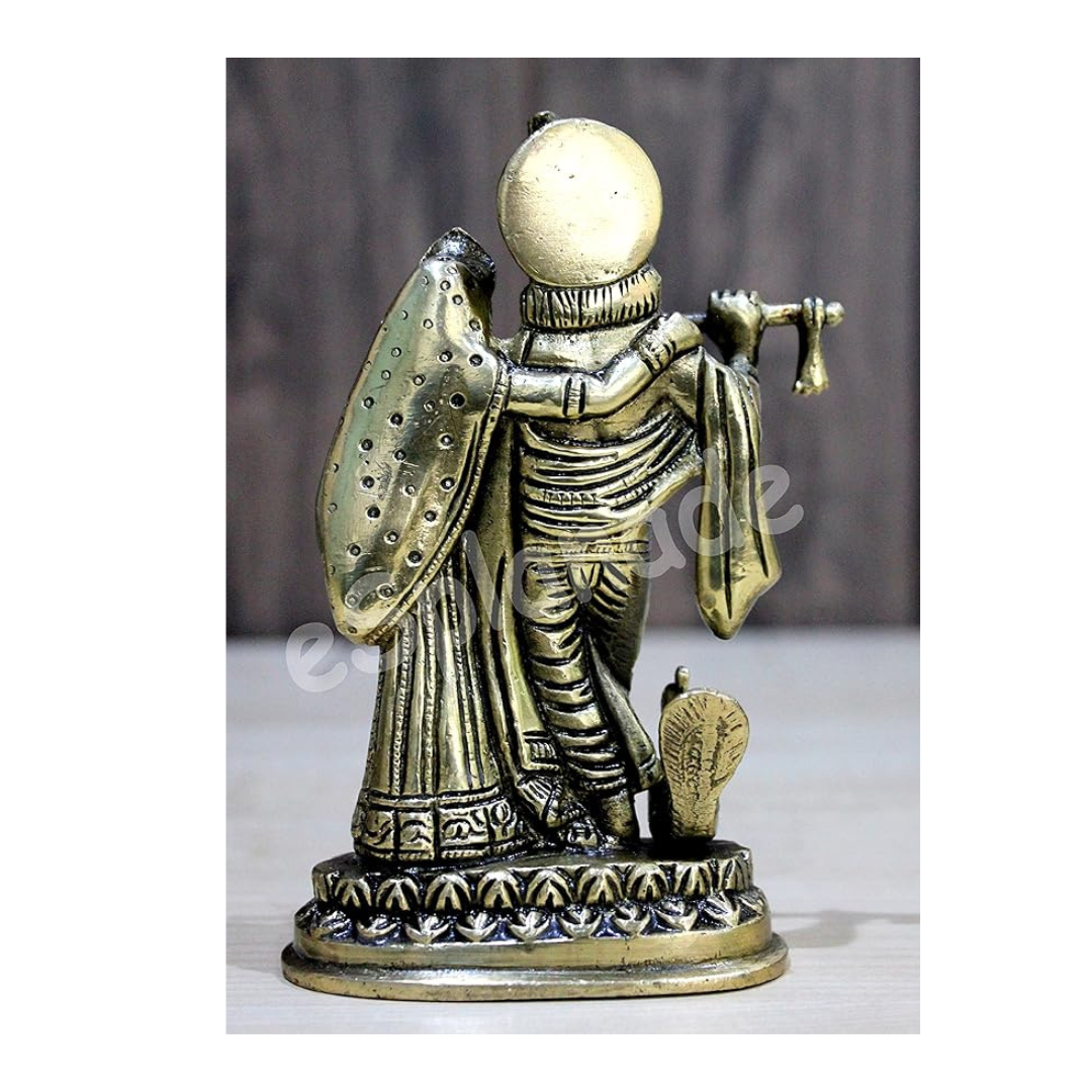 StonKraft Brass Radha Krishna Murti Idol Statue Sculpture (6") Golden