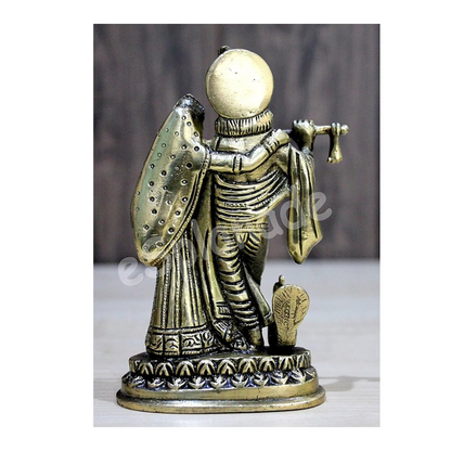 StonKraft Brass Radha Krishna Murti Idol Statue Sculpture (6") Golden
