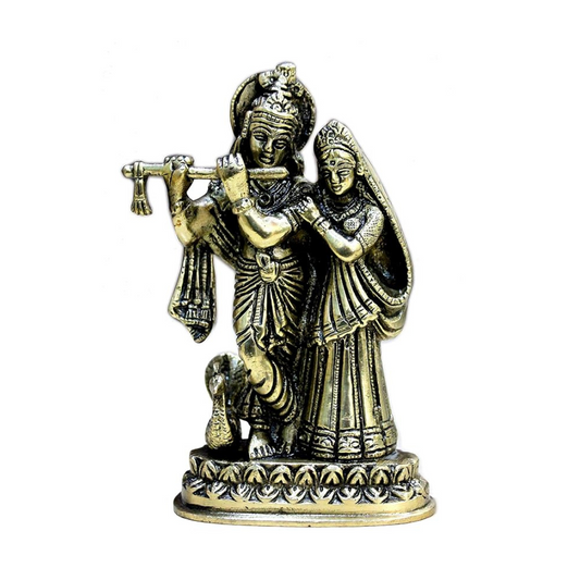 StonKraft Brass Radha Krishna Murti Idol Statue Sculpture (6") Golden