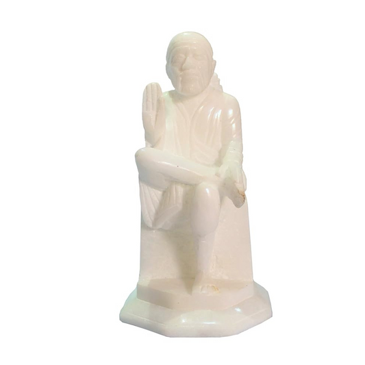 StonKraft 6- Inch Indian White Marble Stone Saibaba Statue