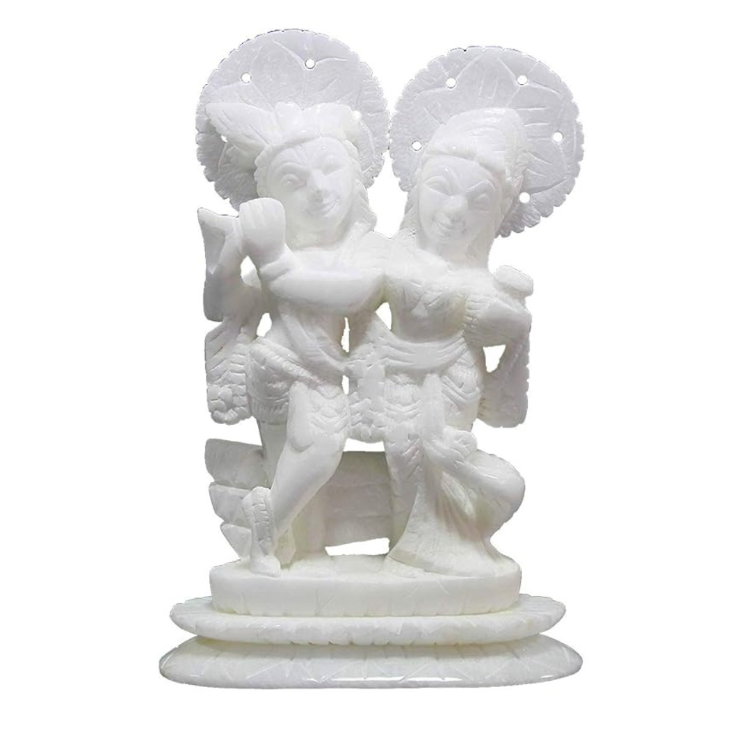 StonKraft Marble Brass Radha Krishna Murti Idol Statue Sculpture (5.5") Gold