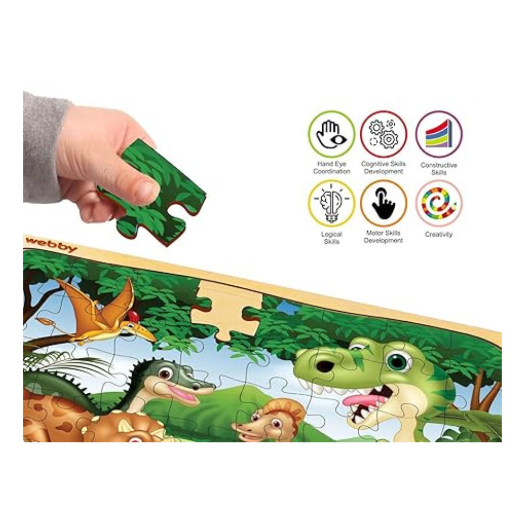 Webby Dinosaurs in Jungle Wooden Jigsaw Puzzle for Boys & Girls 40 Pieces Toy