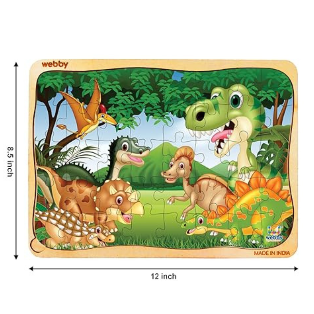 Webby Dinosaurs in Jungle Wooden Jigsaw Puzzle for Boys & Girls 40 Pieces Toy