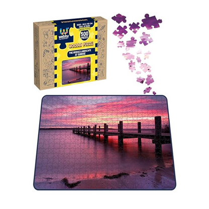 Webby Kid The Bridge Landscape at Sunrise Wooden Jigsaw Puzzle 500 Pieces