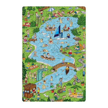 Webby Town Lake Illustration Jigsaw Puzzle 252 Pieces Kids, Multicolor