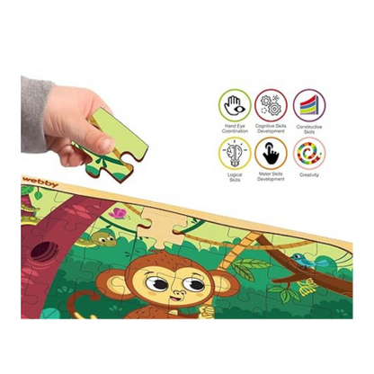 Webby Monkey in Jungle Wooden Jigsaw Puzzle 40Pcs