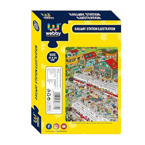 Webby Railway Station Illustration Jigsaw Puzzle for Boys & Girls 252 Pieces