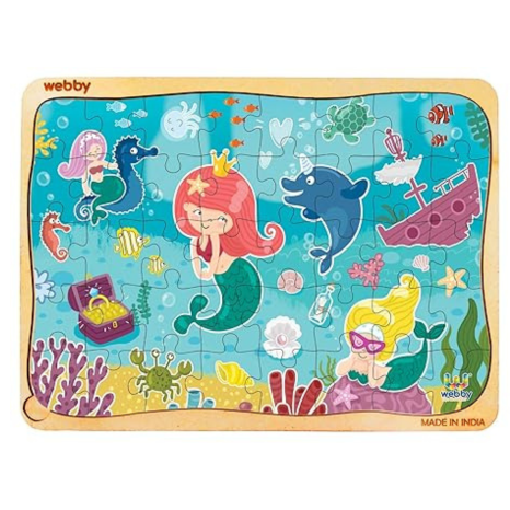 Webby Cute Mermaid Wooden Jigsaw Puzzle 40Pcs