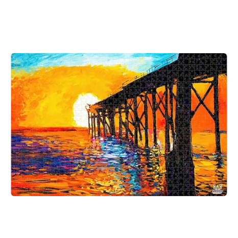 Webby Wooden Sunset Over The Bridge Jigsaw Puzzle 1000 Pieces Multicolor