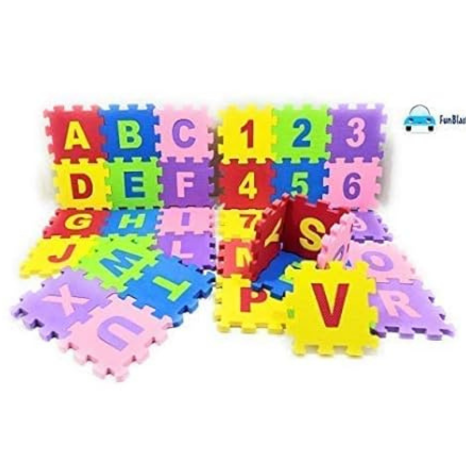 FunBlast 36 Pieces Mini Puzzle Foam Mat for Kids Learning Alphabet and Number Mat