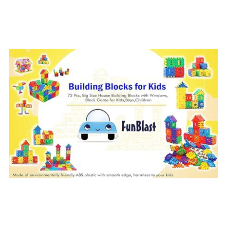FunBlast Building Blocks For Kids House Building Blocks with Windows Block Game For Kids