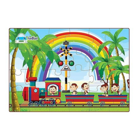 FunBlast Train Engine Jigsaw Puzzle for Kids 24 Pcs Jigsaw Puzzle for Kids Boys Girls (Multicolor)
