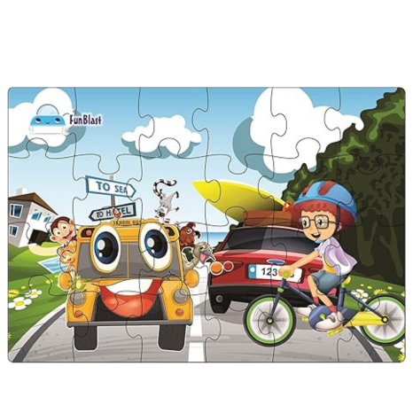 FunBlast Road Transport Jigsaw Puzzle for Kids 24 Pcs Jigsaw Puzzle Multicolor