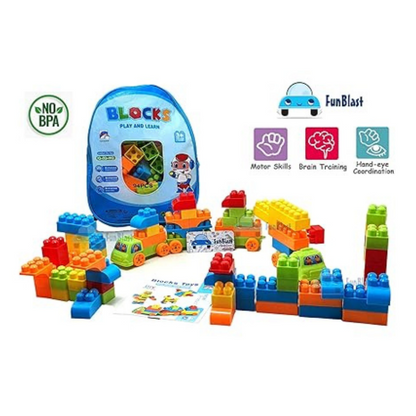 FunBlast Building Blocks for Kids with Wheel 94 Pcs Bag Packing Best Gift Toy Block Game